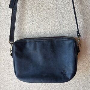 Patricia Nash Navy Leather Crossbody with Subtle Emboss